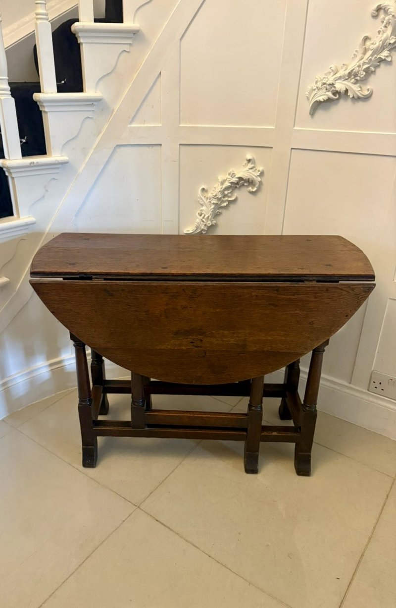 Antique 17th Century Oak Gateleg Drop Leaf Dining / Supper Table - Image 2